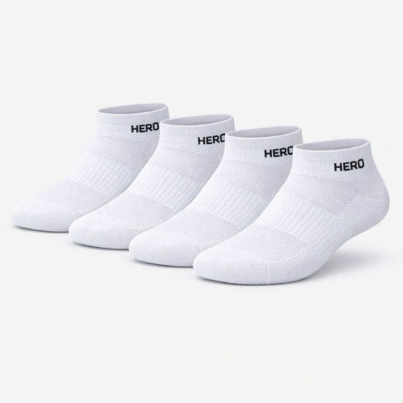 Sports Low Socks - White 4 pairs