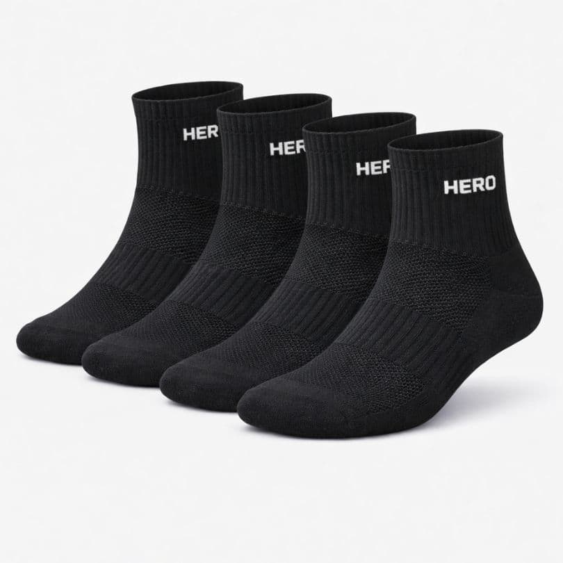 Sports Mid Socks - Black 4 pairs