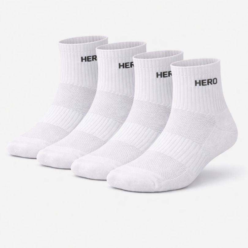 Sports Mid Socks - White 4 pairs
